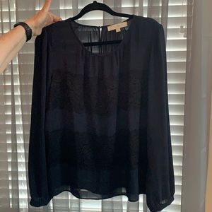 Loft blue and black lace top